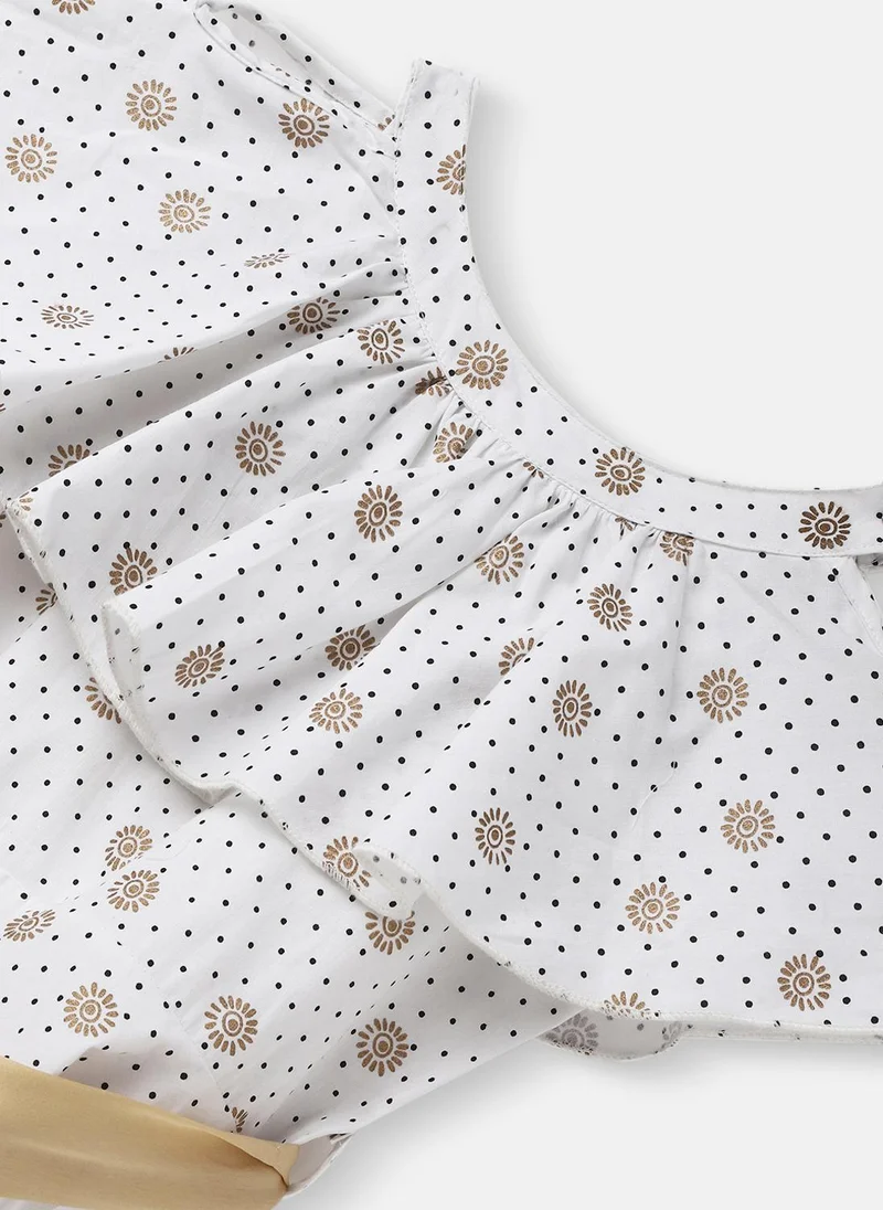 Nautinati Off White Nautinati Girls Dotted Dress | Age 4 - 8 Years for Women | Best Price UAE